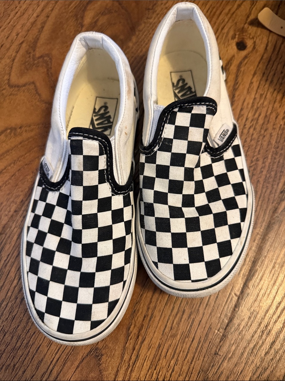 Vans Kids Checkerboard Slip-On Sneakers - Black & White 2.5